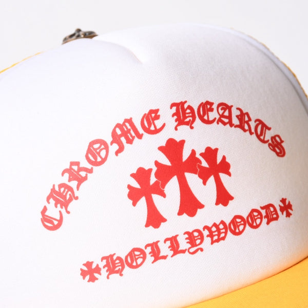 New and unused CHROME HEARTS Cemetery Cross Tracker Mesh Cap ONE SIZE Cross Ball Button Yellow Used 4a000021