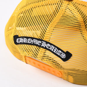 New and unused CHROME HEARTS Cemetery Cross Tracker Mesh Cap ONE SIZE Cross Ball Button Yellow Used 4a000021