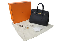 画像をギャラリービューアに読み込む, 極美品 HERMES エルメス BIRKIN バーキン35 ブラック シルバー金具 トリヨンクレマンス ハンドバッグ □L刻印 中古 4b000219