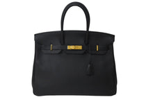 画像をギャラリービューアに読み込む, 極美品 HERMES エルメス BIRKIN バーキン35 ブラック シルバー金具 トリヨンクレマンス ハンドバッグ □L刻印 中古 4b000219