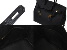 画像をギャラリービューアに読み込む, 極美品 HERMES エルメス BIRKIN バーキン35 ブラック シルバー金具 トリヨンクレマンス ハンドバッグ □L刻印 中古 4b000219