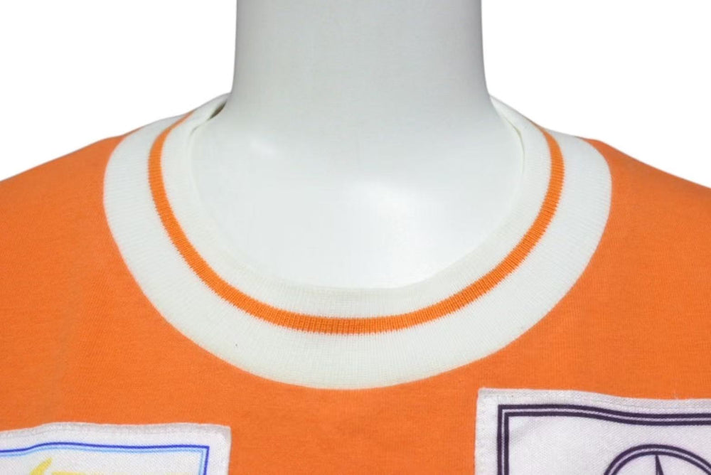 DOLCE&GABBANA Dolce &amp; Gabbana Ringer T-shirt, Size M, Patchwork, Orange &amp; White, Cotton, Excellent Condition, Used, 4b000260
