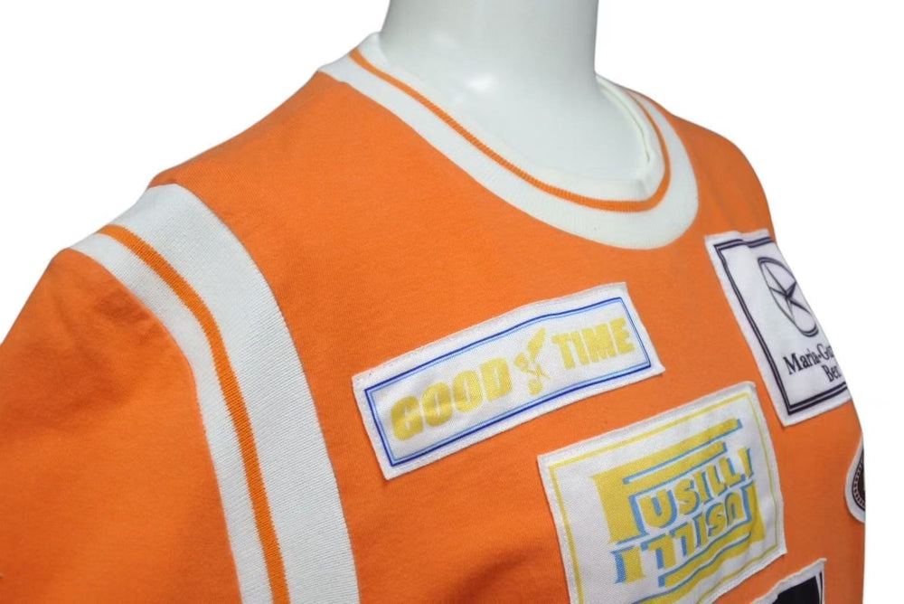DOLCE&GABBANA Dolce &amp; Gabbana Ringer T-shirt, Size M, Patchwork, Orange &amp; White, Cotton, Excellent Condition, Used, 4b000260