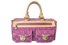 Load image into Gallery viewer, LOUIS VUITTON ルイヴィトン ネオスピーディ ハンドバッグ M95214 モノグラム デニム ピンク ゴールド金具 美品 中古 4b000267