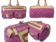 Load image into Gallery viewer, LOUIS VUITTON ルイヴィトン ネオスピーディ ハンドバッグ M95214 モノグラム デニム ピンク ゴールド金具 美品 中古 4b000267