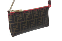 画像をギャラリービューアに読み込む, 極美品 FENDI フェンディ アクセサリーポーチ ショルダーバッグ ズッカ PVCコーティングキャンバス 8BR592 ブラウン ゴールド金具 中古 4b000274