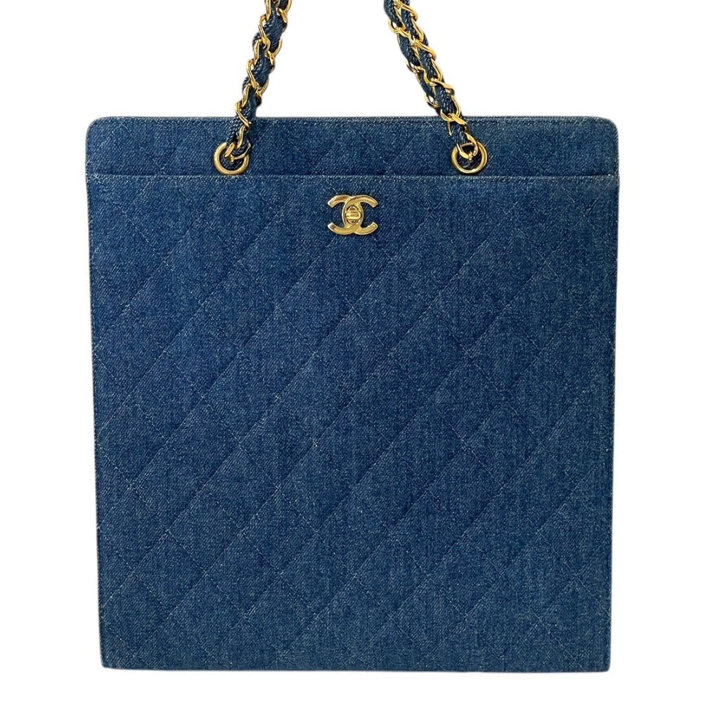 CHANEL Chain tote bag No. 5 denim quilted indigo blue gold hardware Made in Italy Good condition Used 4b000275