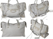 画像をギャラリービューアに読み込む, BALENCIAGA バレンシアガ ザ シティ メタリックエッジ 2WAYバッグ ハンドバッグ ワンショルダーバッグ グレー ゴールド 美品 中古 4b000276