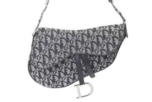 画像をギャラリービューアに読み込む, 極美品 Christian Dior クリスチャンディオール トロッター サドルバッグ ブラック ガリアーノ期 シルバー金具 ワンショルダー ロゴ 中古 4b000281