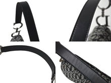 画像をギャラリービューアに読み込む, 極美品 Christian Dior クリスチャンディオール トロッター サドルバッグ ブラック ガリアーノ期 シルバー金具 ワンショルダー ロゴ 中古 4b000281