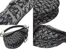 画像をギャラリービューアに読み込む, 極美品 Christian Dior クリスチャンディオール トロッター サドルバッグ ブラック ガリアーノ期 シルバー金具 ワンショルダー ロゴ 中古 4b000281