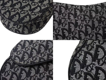 画像をギャラリービューアに読み込む, 極美品 Christian Dior クリスチャンディオール トロッター サドルバッグ ブラック ガリアーノ期 シルバー金具 ワンショルダー ロゴ 中古 4b000281