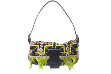 Load image into Gallery viewer, FENDI フェンディ ビーズ刺繍 マンマバケット ハンドバッグ ブラック マルチカラー キャンバス ビーズ レザー ワンショルダー 26424 美品 中古 4b000285