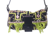 Load image into Gallery viewer, FENDI フェンディ ビーズ刺繍 マンマバケット ハンドバッグ ブラック マルチカラー キャンバス ビーズ レザー ワンショルダー 26424 美品 中古 4b000285