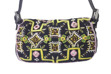 Load image into Gallery viewer, FENDI フェンディ ビーズ刺繍 マンマバケット ハンドバッグ ブラック マルチカラー キャンバス ビーズ レザー ワンショルダー 26424 美品 中古 4b000285