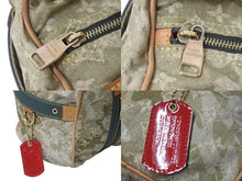 画像をギャラリービューアに読み込む, LOUIS VUITTON ルイヴィトン モノグラモフラージュ リス ボストンバッグ カーキ 村上隆 デニム 08AW M95771 美品 中古 4b000299