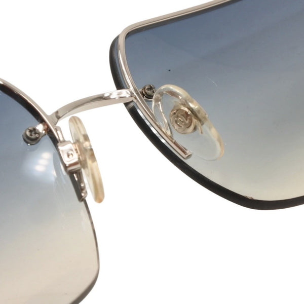 極美品 CHANEL シャネル ハーフリム サングラス アイウェア 4092-B c.124/7B サイズ62□15 120 ココマーク ラインストーン 中古 4a000611