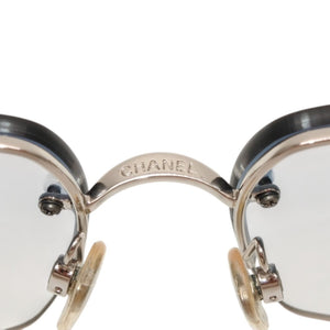 極美品 CHANEL シャネル ハーフリム サングラス アイウェア 4092-B c.124/7B サイズ62□15 120 ココマーク ラインストーン 中古 4a000611