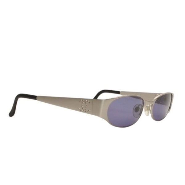 CHANEL Sunglasses Eyewear 09613 45002 Coco Mark Punching Logo Metal Silver Gray Good Condition Used 4a000609