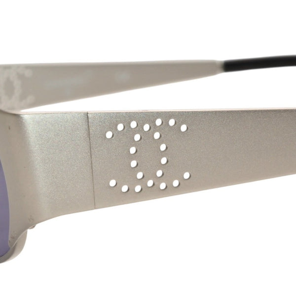 CHANEL Sunglasses Eyewear 09613 45002 Coco Mark Punching Logo Metal Silver Gray Good Condition Used 4a000609