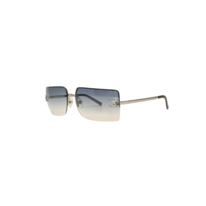 極美品 CHANEL シャネル ハーフリム サングラス アイウェア 4092-B c.124/7B サイズ62□15 120 ココマーク ラインストーン 中古 4a000611