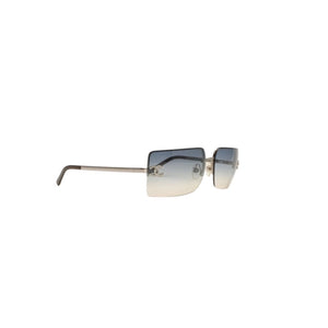極美品 CHANEL シャネル ハーフリム サングラス アイウェア 4092-B c.124/7B サイズ62□15 120 ココマーク ラインストーン 中古 4a000611