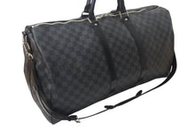 画像をギャラリービューアに読み込む, 極美品 LOUISVUITTON ルイヴィトン キーポルバンドリエール55 ボストンバッグ N41413 ダミエグラフィット キャンバス ブラック 中古 4b000307