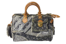 画像をギャラリービューアに読み込む, LOUIS VUITTON ルイヴィトン スピーディ30 ボストンバッグ パッチワーク M95381 モノグラムデニム ブラック 美品 中古 4b000308