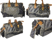 画像をギャラリービューアに読み込む, LOUIS VUITTON ルイヴィトン スピーディ30 ボストンバッグ パッチワーク M95381 モノグラムデニム ブラック 美品 中古 4b000308