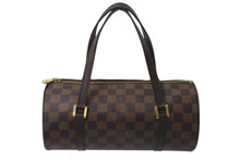 Load image into Gallery viewer, LOUIS VUITTON ルイヴィトン ダミエ エベヌ パピヨンPM ハンドバッグ N51304 筒型 ドラム型 ブラウン ゴールド金具 美品 中古 4b000312