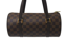 Load image into Gallery viewer, LOUIS VUITTON ルイヴィトン ダミエ エベヌ パピヨンPM ハンドバッグ N51304 筒型 ドラム型 ブラウン ゴールド金具 美品 中古 4b000312