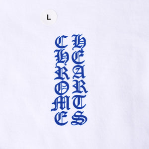 New and unused CHROME HEARTS Logo Print Dagger Zip Parka Size L White Blue Used 4b000436