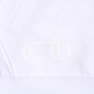 New and unused CHROME HEARTS Logo Print Dagger Zip Parka Size L White Blue Used 4b000436