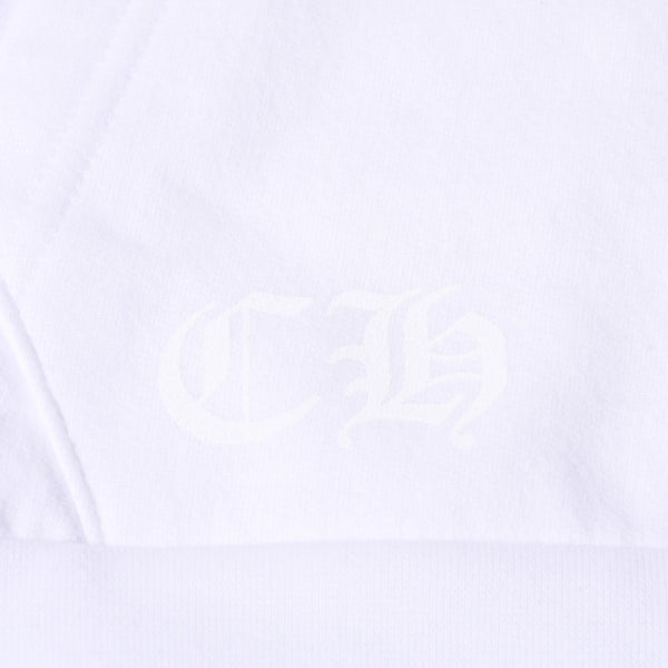 New and unused CHROME HEARTS Logo Print Dagger Zip Parka Size L White Blue Used 4b000436