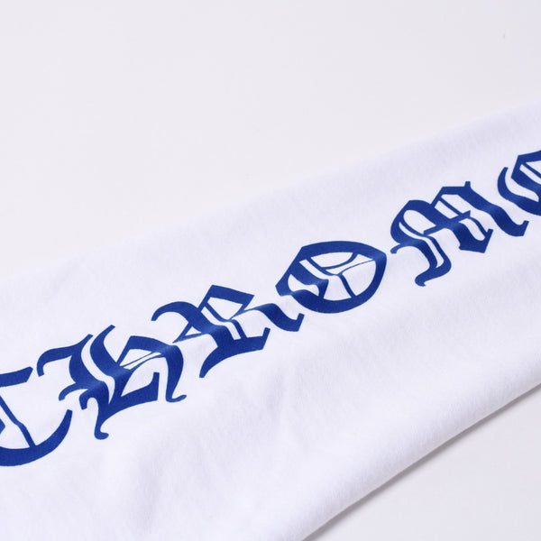 New and unused CHROME HEARTS Logo Print Dagger Zip Parka Size L White Blue Used 4b000436