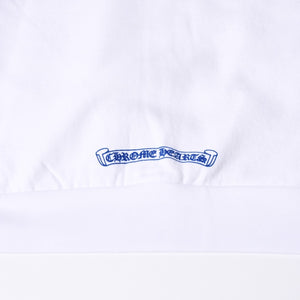 New and unused CHROME HEARTS Logo Print Dagger Zip Parka Size L White Blue Used 4b000436