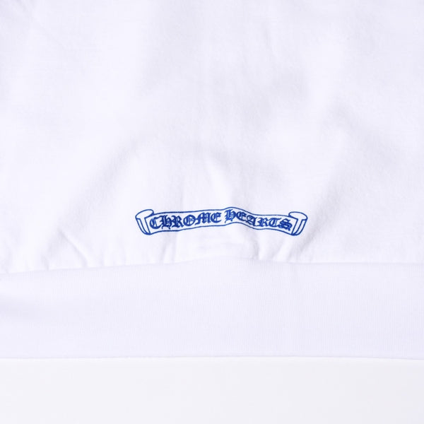 New and unused CHROME HEARTS Logo Print Dagger Zip Parka Size L White Blue Used 4b000436