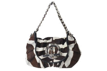 画像をギャラリービューアに読み込む, CHRISTIAN DIOR クリスチャンディオール ハラコ チェーンショルダーバッグ 05-MA-0018 ホワイト ブラウン シルバー金具 美品 中古 4b000353