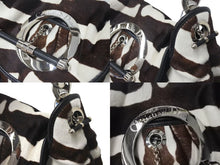 画像をギャラリービューアに読み込む, CHRISTIAN DIOR クリスチャンディオール ハラコ チェーンショルダーバッグ 05-MA-0018 ホワイト ブラウン シルバー金具 美品 中古 4b000353