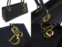 Load image into Gallery viewer, 極美品 Christian Dior クリスチャンディオール カナージュ スモール ハンドバッグ ラムスキン ブラック ゴールド金具 中古 4b000356