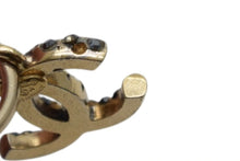 Load image into Gallery viewer, CHANEL シャネル ココマーク ピアス 重量約4.7g 01A刻印 メタル ラインストーン ゴールド ブラック クリア 両耳用 美品 中古 4b000377