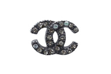 Load image into Gallery viewer, CHANEL シャネル ココマーク ピアス 重量約6.0g 00A刻印 メタル ラインストーン ブラック クリア 両耳用 美品 中古 4b000380