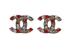 CHANEL Cocomark earrings Weight approx. 2.0g 04A stamp Rhinestone Gold Multicolor Clear For both ears Good condition Used 4b000396