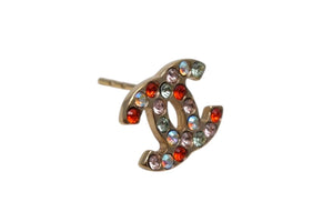 CHANEL Cocomark earrings Weight approx. 2.0g 04A stamp Rhinestone Gold Multicolor Clear For both ears Good condition Used 4b000396