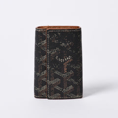 GOYARD Key Case Herringbone STMICPMLTY01CL01P PVC Leather Black Brown Silver Hardware Good Used 4a000457