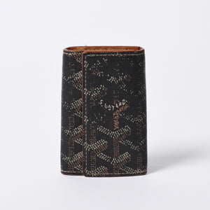 GOYARD Key Case Herringbone STMICPMLTY01CL01P PVC Leather Black Brown Silver Hardware Good Used 4a000457