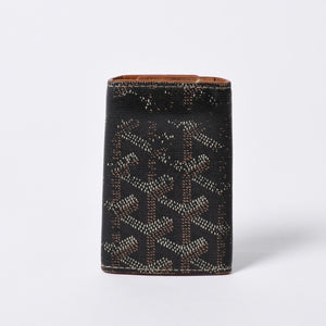GOYARD Key Case Herringbone STMICPMLTY01CL01P PVC Leather Black Brown Silver Hardware Good Used 4a000457