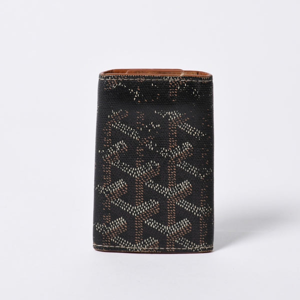 GOYARD Key Case Herringbone STMICPMLTY01CL01P PVC Leather Black Brown Silver Hardware Good Used 4a000457