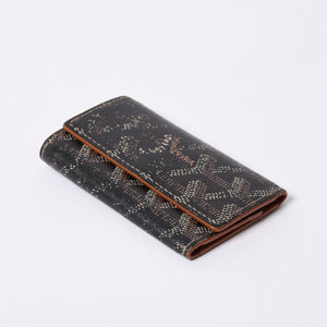 GOYARD Key Case Herringbone STMICPMLTY01CL01P PVC Leather Black Brown Silver Hardware Good Used 4a000457