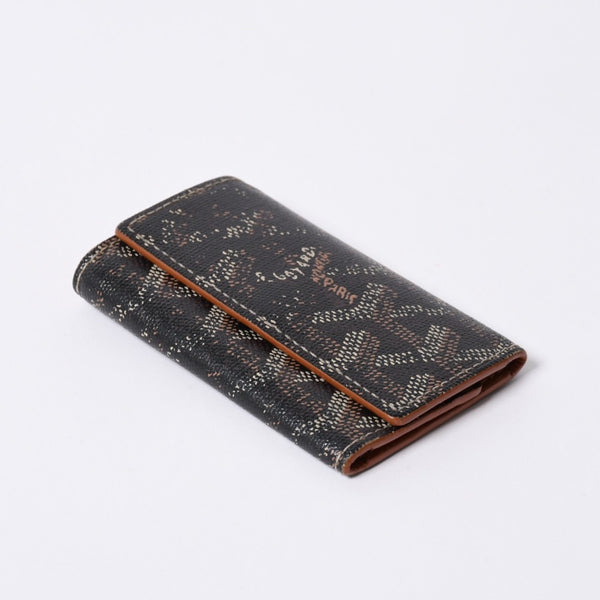 GOYARD Key Case Herringbone STMICPMLTY01CL01P PVC Leather Black Brown Silver Hardware Good Used 4a000457